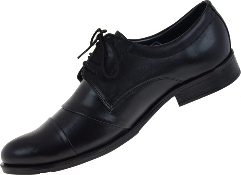 Eleganckie czarne skórzane półbuty męskie.JPG
