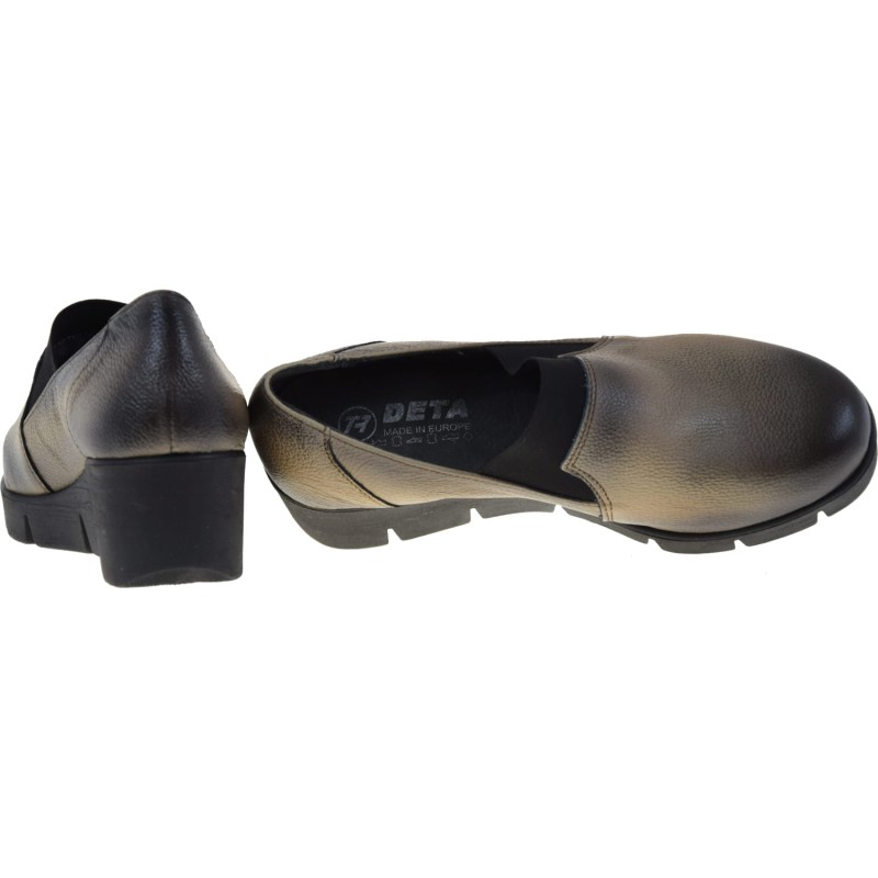 Skórzane półbuty damskie z elastyczną gumą w podbiciu.JPG