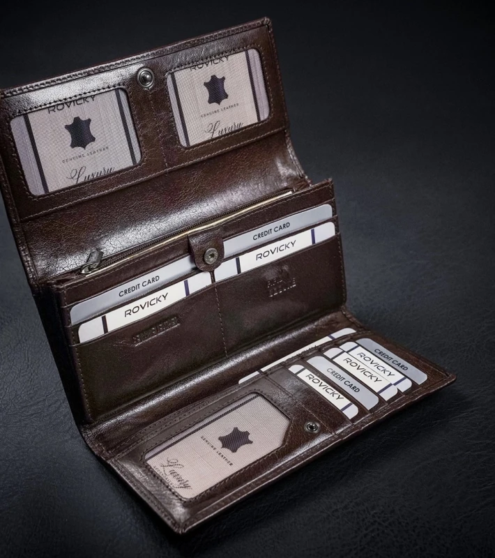 Portfel damski skórzany brązowy