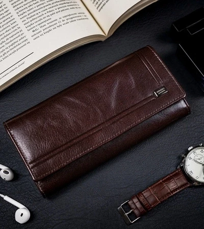 Portfel damski skórzany brązowy