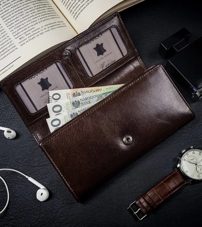 Portfel damski skórzany brązowy