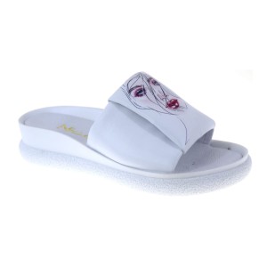 KLAPKI DAMSKIE NICOLL 4159/737 SKÓRA NATURALNA BIAŁE ELEGANCKIE - NOWOŚĆ