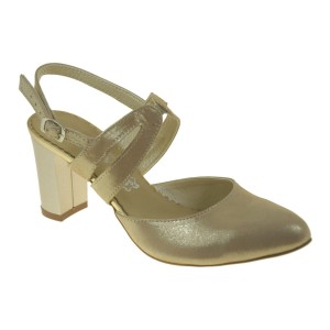 ELEGANCKIE SANDAŁY NATALII 507 SKÓRA NATURALNA BEŻ ZŁOTO 7,5 CM