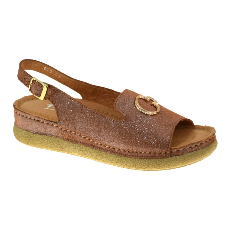 Sandały damskie satyna rudy.jpg