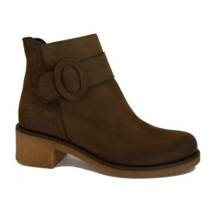 BOTKI DAMSKIE MODNE BUTY ZIMOWE SKÓRZANE BRĄZOWE Gamis  3821