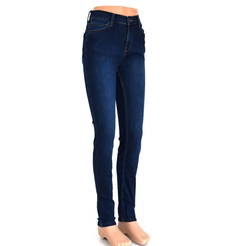 Damskie jeansy high waist granatowe.jpg