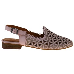 Stylowe baleriny z odkrytą piętą, skórzane, różowe, komfortowe - MODO 944 759