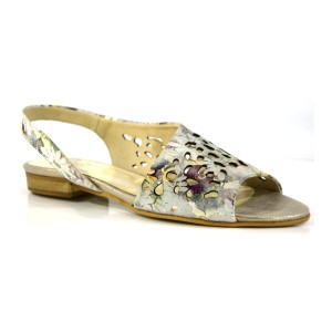 MODNE SANDAŁY DAMSKIE GNIEWKO 44-10 - SREBRNE, SKÓRA