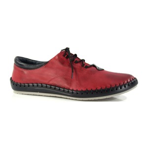 MODNE MĘSKIE PÓŁBUTY FOX 0421 SKÓRZANE CZERWONE ELEGANCKIE CASUAL PROMOCJA