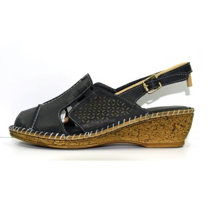 SANDAŁY DAMSKIE NA KOTURNIE HBH CZARNE 40C1406 - MODNE, SKÓRZANE, LETNIE, WYGODNE, ELEGANCKIE - MUST-HAVE NA LATO!