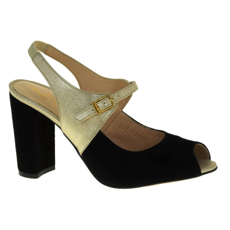 Luksusowe czarne sandały damskie ze złotymi detalami.jpg