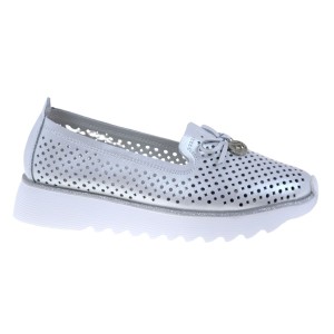 Mokasyny damskie srebrne, skórzane, na platformie – Komfort i elegancja D&A LR51-631