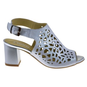Eleganckie sandały na lato z srebrną ażurową cholewką - Clasicco 0483 od Panda Obuwie