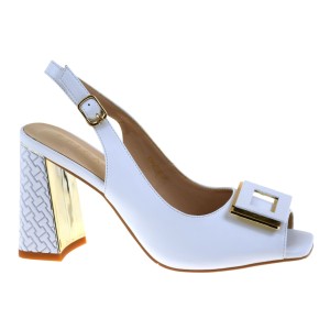 Białe skórzane sandały damskie na słupku eleganckie | EPICA K3K340018D 13