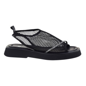Eleganckie czarne sandały z siatki damskie na lato wygodne i stylowe Vaccaro 172-20778