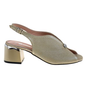 Eleganckie beżowe sandały skórzane na obcasie wygodne letnie damskie Vacarro 012-4230