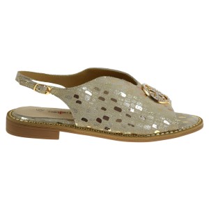 Złote sandały damskie eleganckie i wygodne na lato codzienne S Barski KV51-094