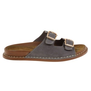 Klapki damskie skórzane zamszowe na lato wygodne szare regulowane Artiker 56C0679