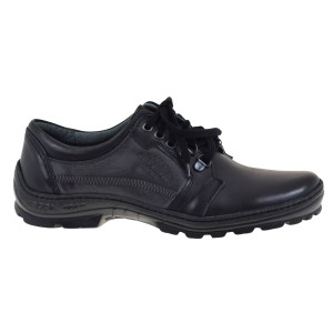 Męskie buty skórzane trekkingowe czarne wygodne na co dzień i w teren Iguana 324-774