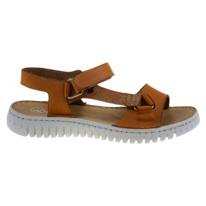 Sandały damskie skórzane wygodne na lato brązowe na rzep Helios Komfort 249S