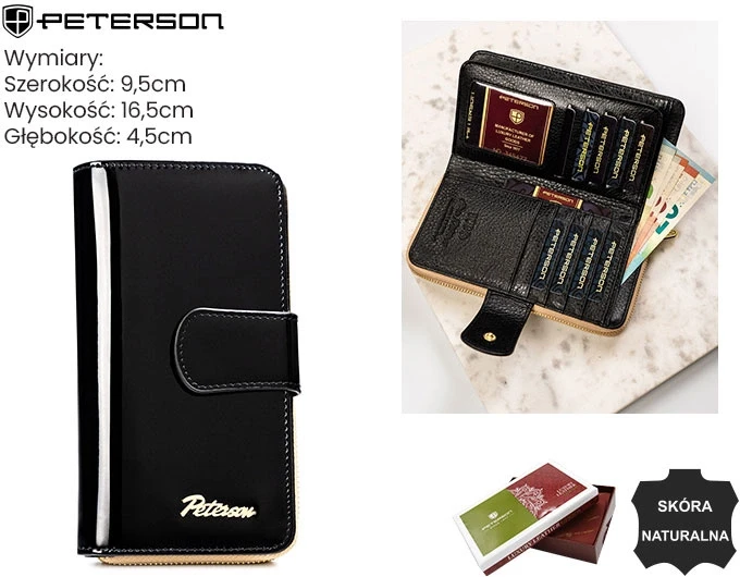 Stylowy portfel damski Peterson – naturalna skóra, klasyczny design, idealny na prezent (4).webp