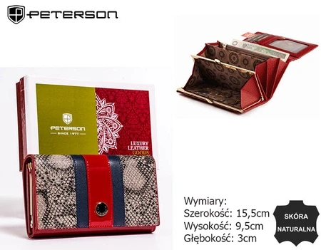 Portfel damski skórzany Peterson PTN ST-466 Snake – elegancja i funkcjonalność z ochroną RFID (1).webp