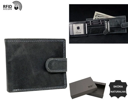 Portfel męski skórzany Black z RFID – stylowy, funkcjonalny, idealny na prezent.webp