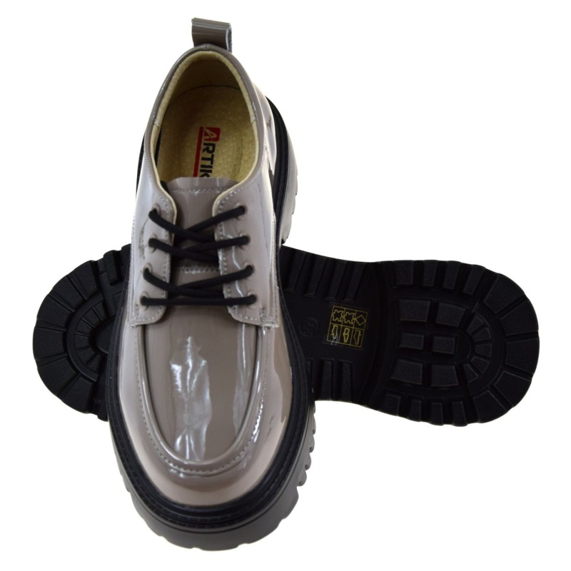 półbuty damskie ARTIKER 55C1007 skórzane beżowe lakierowane eleganckie (5).jpg