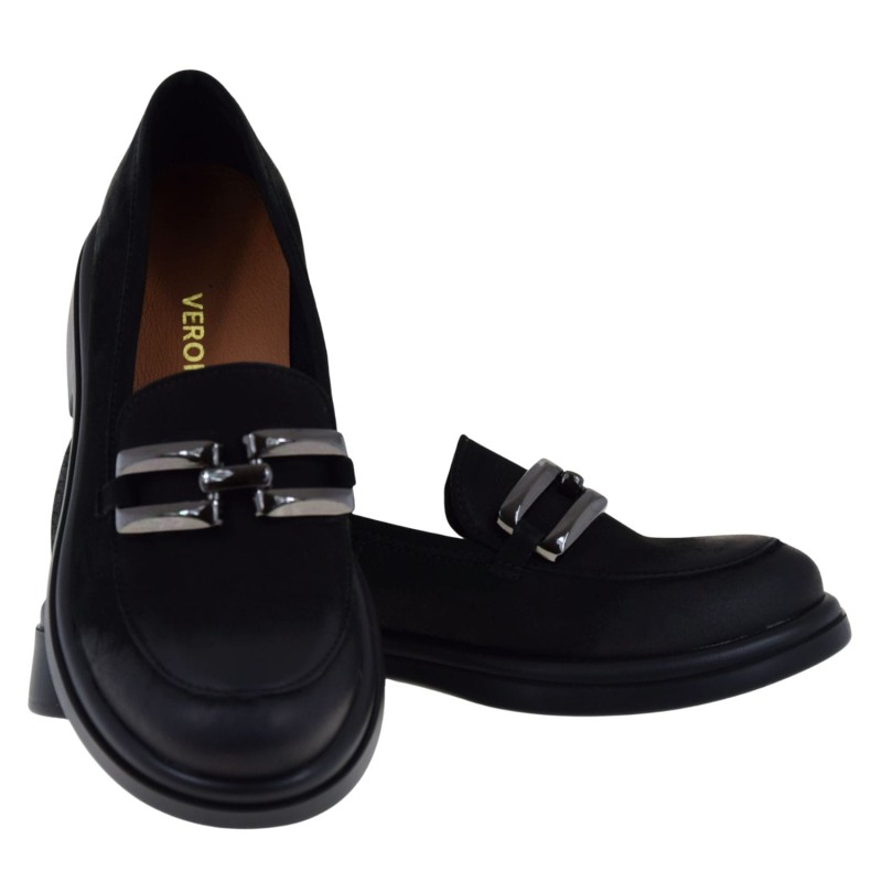 mokasyny damskie skórzane VERONNA 1859 czarne eleganckie buty nubukowe (5).jpg