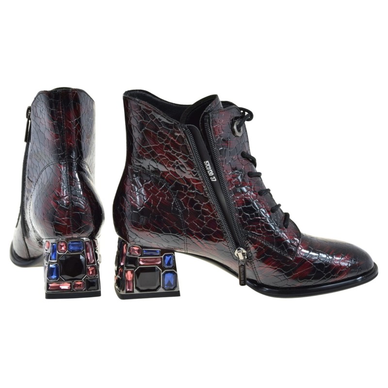 eleganckie botki damskie Artiker 57C0130 skórzane lakierowane bordo (4).jpg