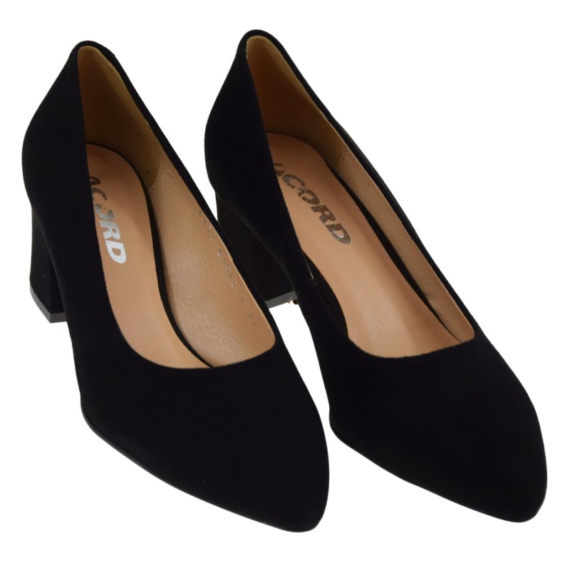 eleganckie czółenka damskie ACORD 6352 czarne skórzane na słupku (2).jpg