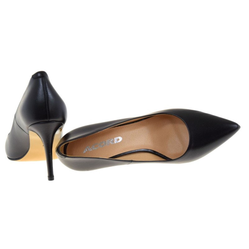 eleganckie czółenka damskie skórzane ACORD 6156 czarne szpilki (4).jpg