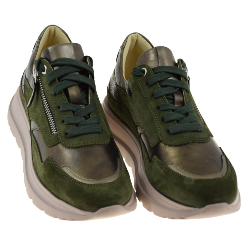 Sneakersy damskie Kampa N960S2 zielone skórzane półbuty sportowe na co dzień i specjalne okazje (2).jpg