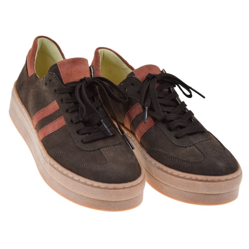 modne sneakersy damskie KAMPA N1068S2 czekoladowe skórzane na platformie (5).jpg