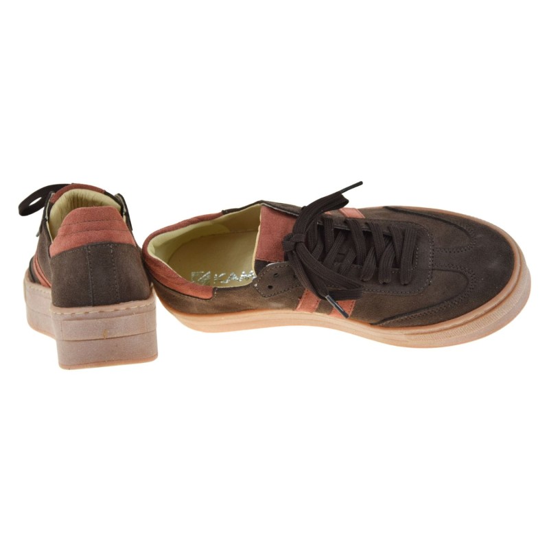 modne sneakersy damskie KAMPA N1068S2 czekoladowe skórzane na platformie (4).jpg