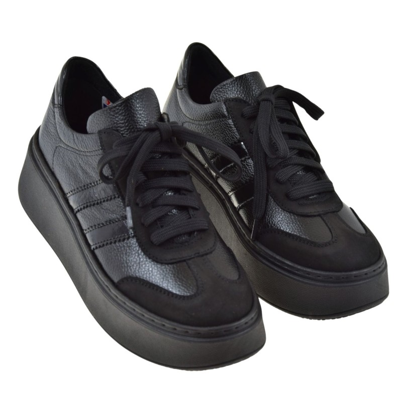 Czarne skórzane sneakersy damskie GALANT 4032 na platformie – modne półbuty (2).jpg