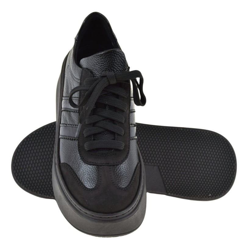 Czarne skórzane sneakersy damskie GALANT 4032 na platformie – modne półbuty (5).jpg
