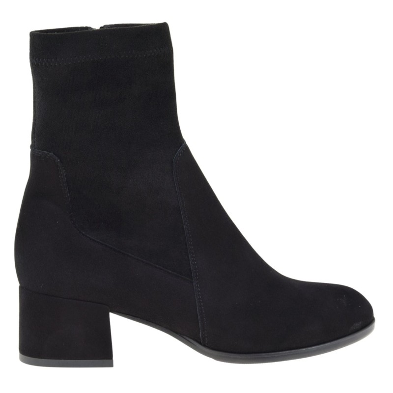 eleganckie botki damskie ACORD 3545 czarne skóra nubuk lycra słupek (1).jpg