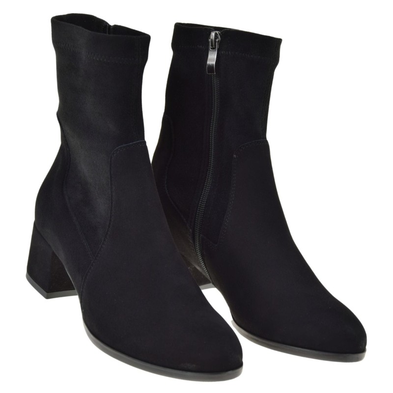 eleganckie botki damskie ACORD 3545 czarne skóra nubuk lycra słupek (2).jpg