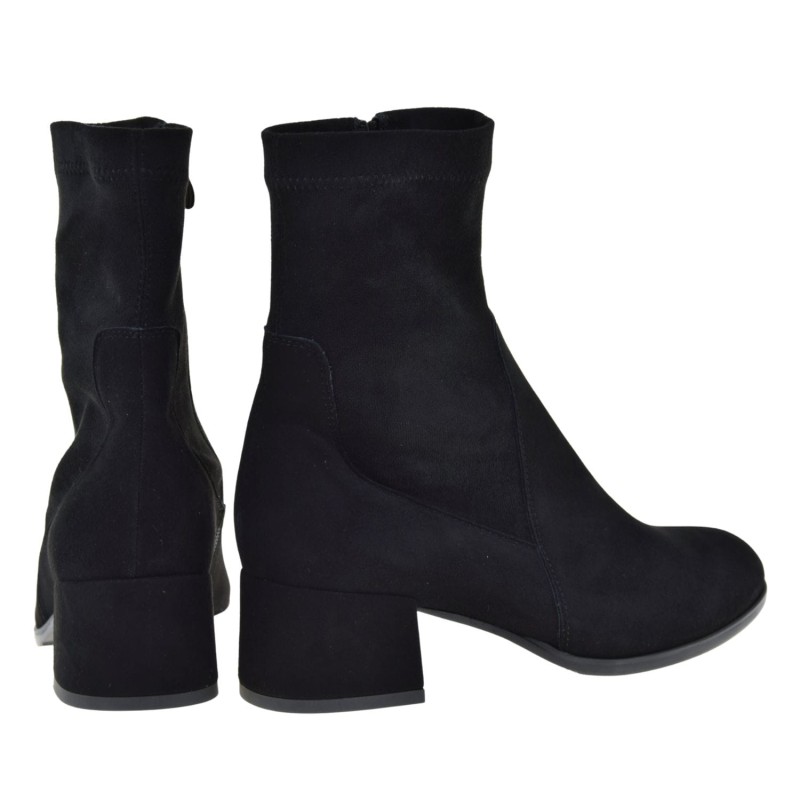 eleganckie botki damskie ACORD 3545 czarne skóra nubuk lycra słupek (3).jpg