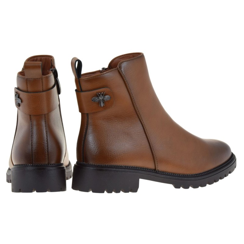 eleganckie botki damskie Potocki 25-19314BR brązowe z ekologicznej skóry (2).jpg