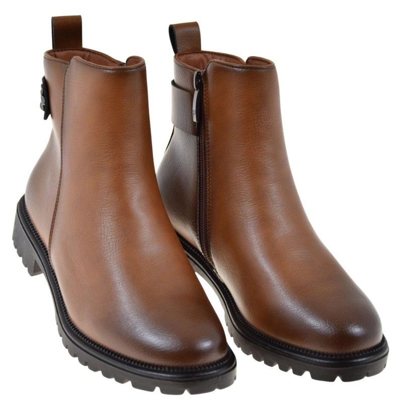 eleganckie botki damskie Potocki 25-19314BR brązowe z ekologicznej skóry (3).jpg