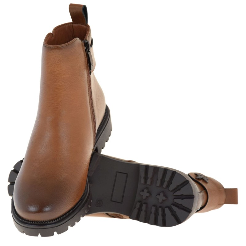 eleganckie botki damskie Potocki 25-19314BR brązowe z ekologicznej skóry (5).jpg