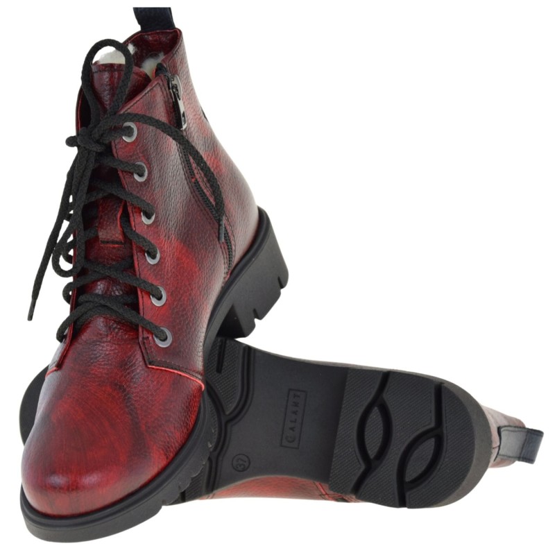 botki damskie skórzane GALANT 3343 czerwone – eleganckie ocieplane buty z naturalnej skóry (5).jpg