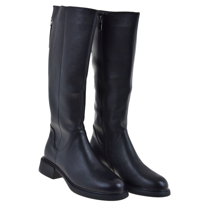 eleganckie kozaki damskie skórzane S.Barski JC52-837 czarne oficerki na obcasie 3,5 cm (2).jpg