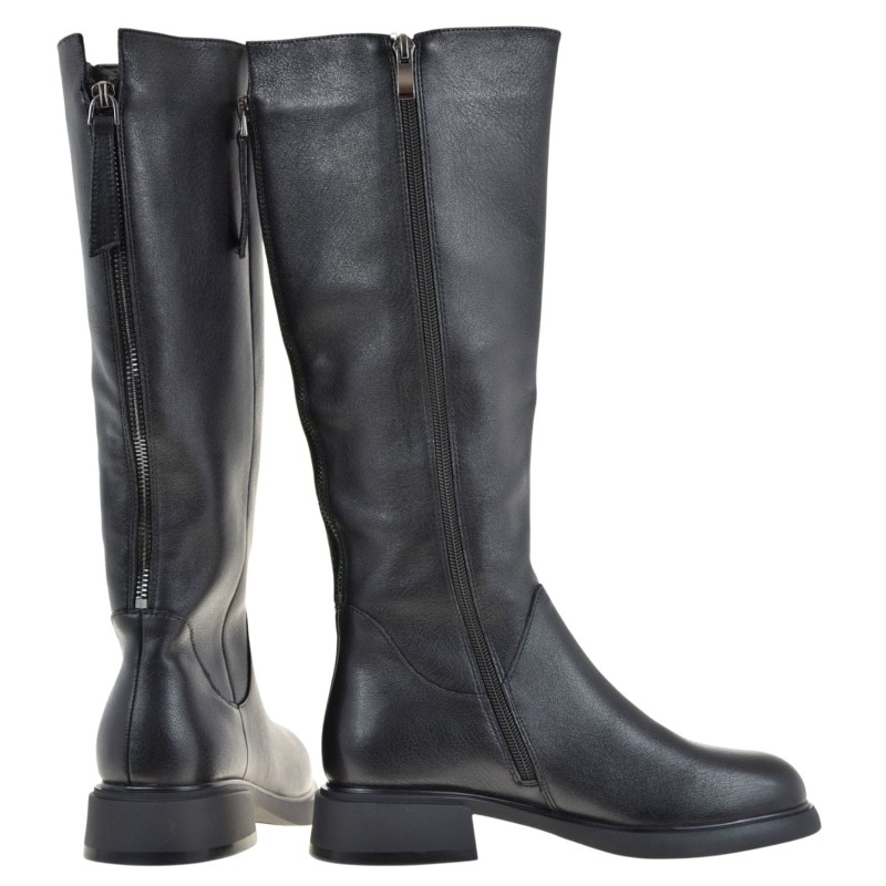 eleganckie kozaki damskie skórzane S.Barski JC52-837 czarne oficerki na obcasie 3,5 cm (4).jpg