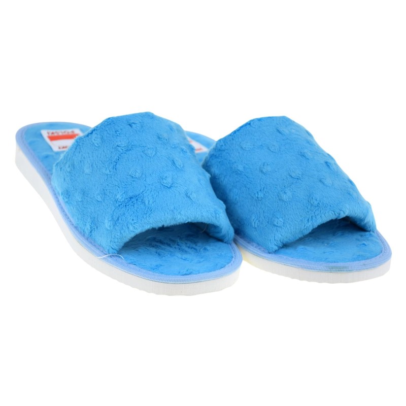 Kapcie damskie łazienkowe PAMI 099 niebieskie – wygodne kapcie domowe z miękkiej froty, polska marka PAMI (2).jpg