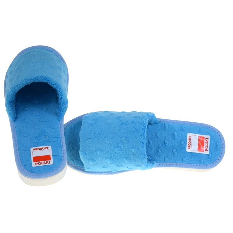 Kapcie damskie łazienkowe PAMI 099 niebieskie – wygodne kapcie domowe z miękkiej froty, polska marka PAMI (3).jpg