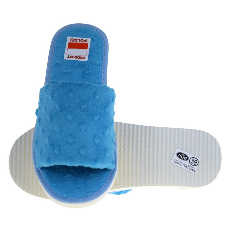 Kapcie damskie łazienkowe PAMI 099 niebieskie – wygodne kapcie domowe z miękkiej froty, polska marka PAMI (5).jpg