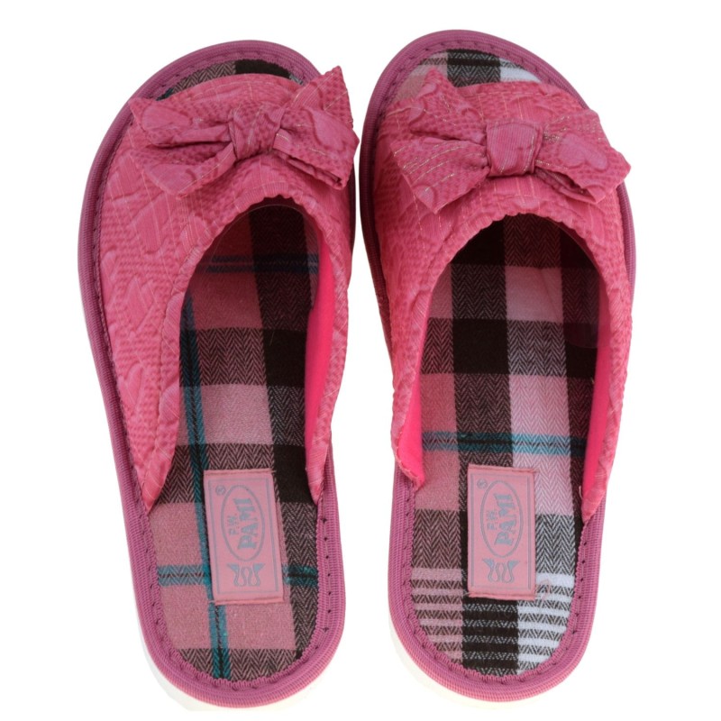 Kapcie damskie domowe PAMI DOG 136 różowe z kokardką – wygodne pantofle polskiej marki (3).jpg